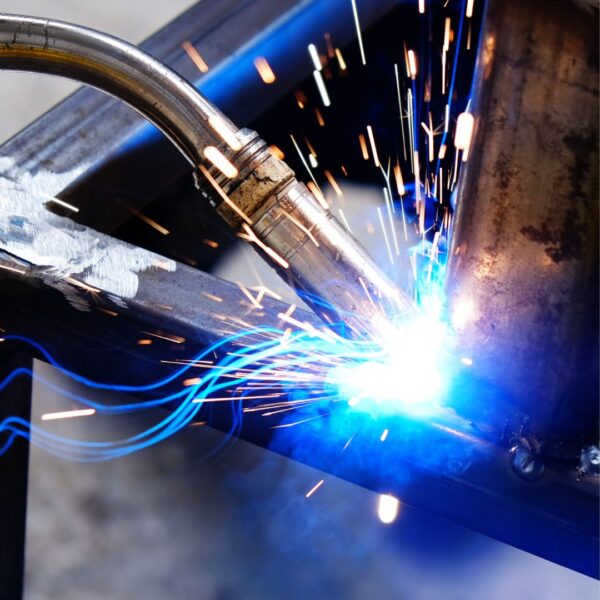 close up of welding sparks